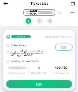 Dubai Police Fines Ticket list