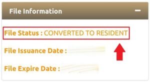 visa status converted to resident